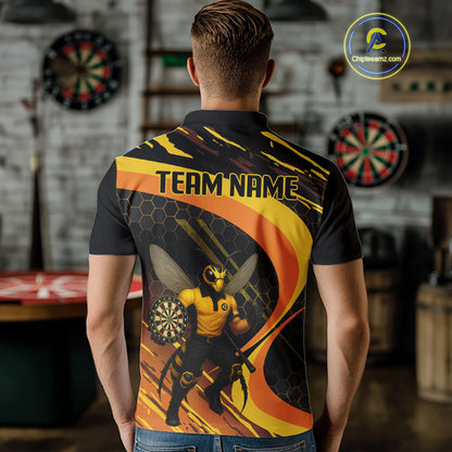 Bee Man Honeycomb Pattern Darts Team Shirt For Men - Custom Team & Player Name NYN0355
