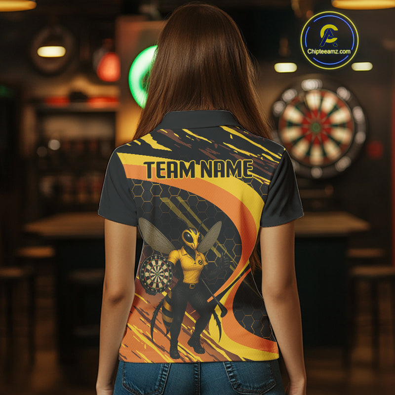 Bee Woman Honeycomb Pattern Darts Team Shirt For Women - Custom Team & Player Name NYN0355