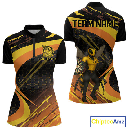 Bee Woman Honeycomb Pattern Darts Team Shirt For Women - Custom Team & Player Name NYN0355