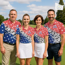 Load image into Gallery viewer, Red And Blue Grunge Golf Apparel Patriotic Mens Golf Polo Shirts, Golf Team Outfits NYN3321