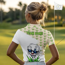 Load image into Gallery viewer, Funny Golfer Grass Pattern Polos For Women Custom White Golf Ball Team Outfits, Upf Golf Shirts NYN3324