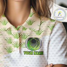 Load image into Gallery viewer, Funny Golfer Grass Pattern Polos For Women Custom White Golf Ball Team Outfits, Upf Golf Shirts NYN3324