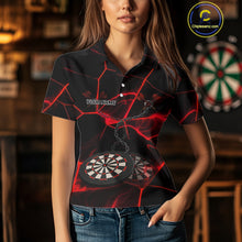 Load image into Gallery viewer, Flame Dartboard &amp; Chains Darts Shirt For Women - Custom Name &amp; Team Jersey | Opt1 - Red NYN0625