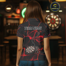 Load image into Gallery viewer, Flame Dartboard &amp; Chains Darts Shirt For Women - Custom Name &amp; Team Jersey | Opt1 - Red NYN0625
