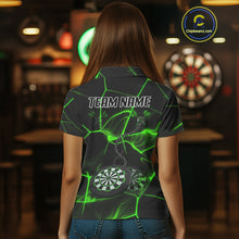 Load image into Gallery viewer, Flame Dartboard &amp; Chains Darts Shirt For Women - Custom Name &amp; Team Jersey | Opt3 - Green NYN0627