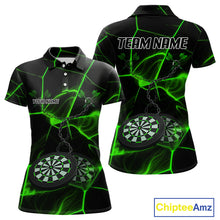Load image into Gallery viewer, Flame Dartboard &amp; Chains Darts Shirt For Women - Custom Name &amp; Team Jersey | Opt3 - Green NYN0627