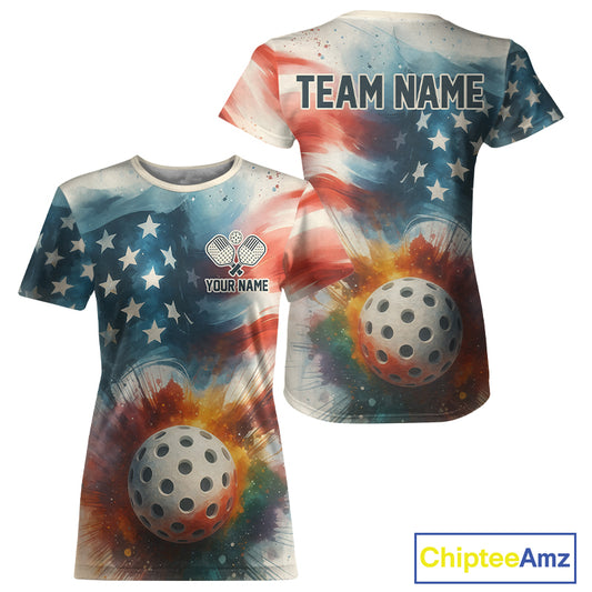 Custom Patriotic Pickleball T-Shirt Women's Pickleball Jersey, Gifts For Pickleball Lovers NYN1202
