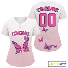 Load image into Gallery viewer, Custom Pink Ribbons Butterfly Pickleball T-Shirt Personalized Pickleball Outfits For Women NYN1209