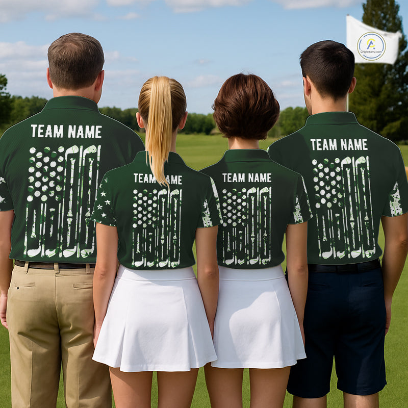 Custom American Flag Green Shamrock Mens Golf Polo Shirt St Patrick Golf Team Shirt NYN4223