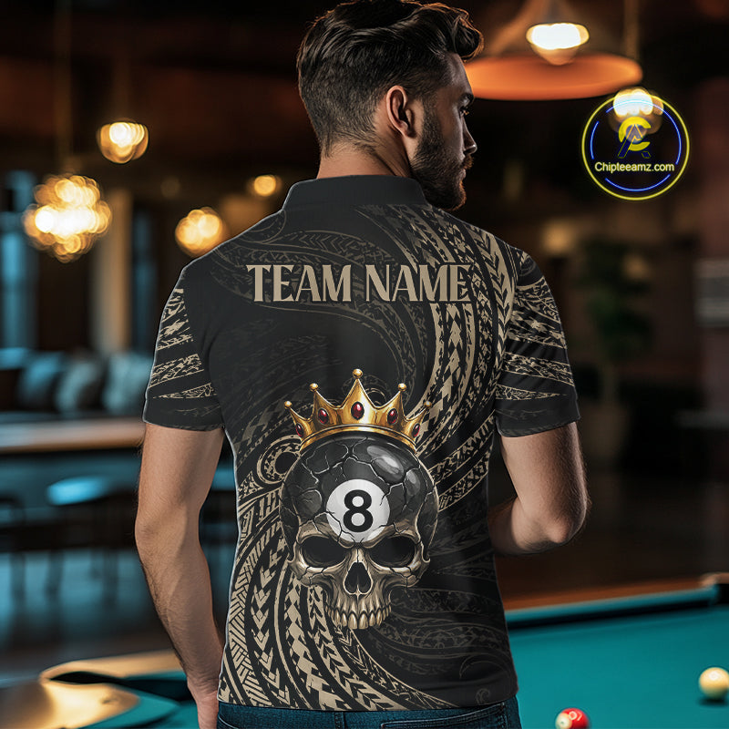 Beige Tribal Skull Pool Billiard Shirts For Men Custom Skull Crown 8 Ball Billiard Team Jersey NYN4610