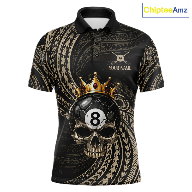 Beige Tribal Skull Pool Billiard Shirts For Men Custom Skull Crown 8 Ball Billiard Team Jersey NYN4610