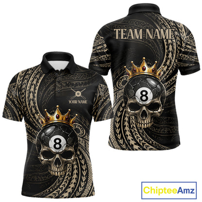 Beige Tribal Skull Pool Billiard Shirts For Men Custom Skull Crown 8 Ball Billiard Team Jersey NYN4610