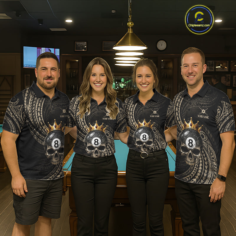 Beige Tribal Skull Pool Billiard Shirts For Men Custom Skull Crown 8 Ball Billiard Team Jersey NYN4610