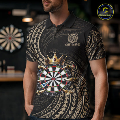 Beige Tribal Skull Darts Shirts For Men Custom Skull Crown 8 Ball Darts Team Jersey NYN4611