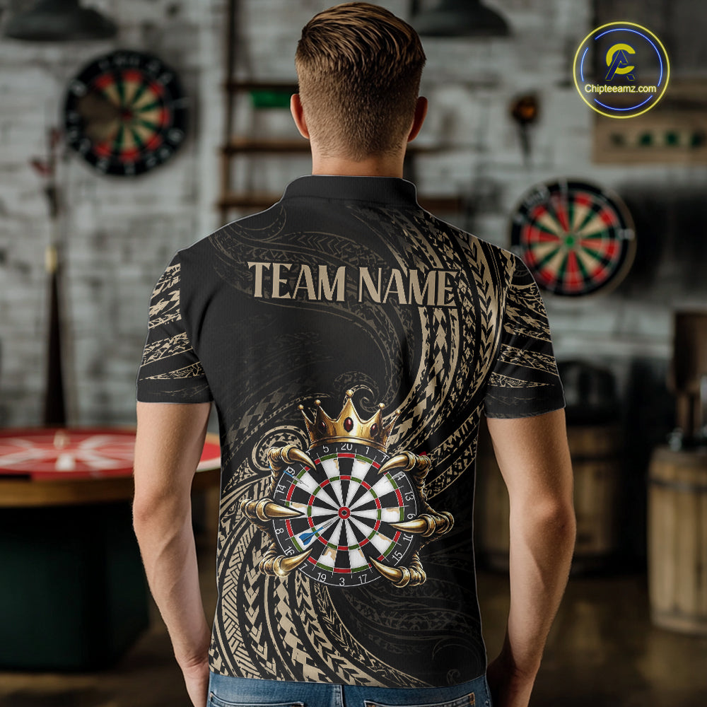 Beige Tribal Skull Darts Shirts For Men Custom Skull Crown 8 Ball Darts Team Jersey NYN4611