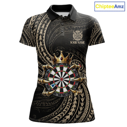 Beige Tribal Skull Darts Shirts For Women Custom Skull Crown 8 Ball Darts Team Jersey NYN4611