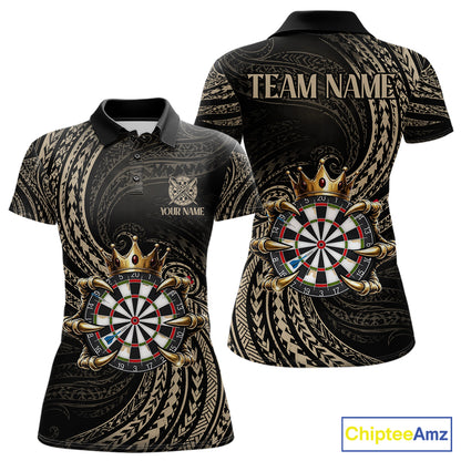 Beige Tribal Skull Darts Shirts For Women Custom Skull Crown 8 Ball Darts Team Jersey NYN4611