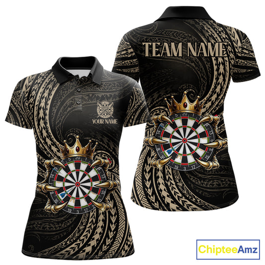 Beige Tribal Skull Darts Shirts For Women Custom Skull Crown 8 Ball Darts Team Jersey NYN4611