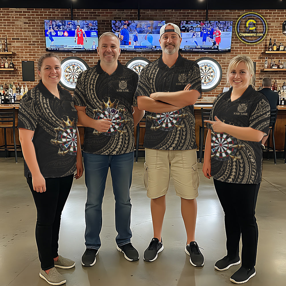 Beige Tribal Skull Darts Shirts For Women Custom Skull Crown 8 Ball Darts Team Jersey NYN4611