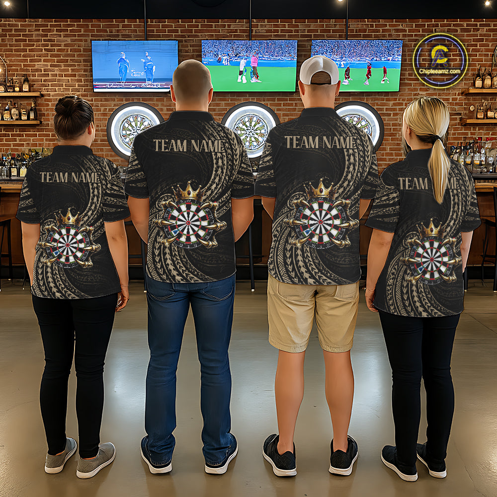 Beige Tribal Skull Darts Shirts For Women Custom Skull Crown 8 Ball Darts Team Jersey NYN4611