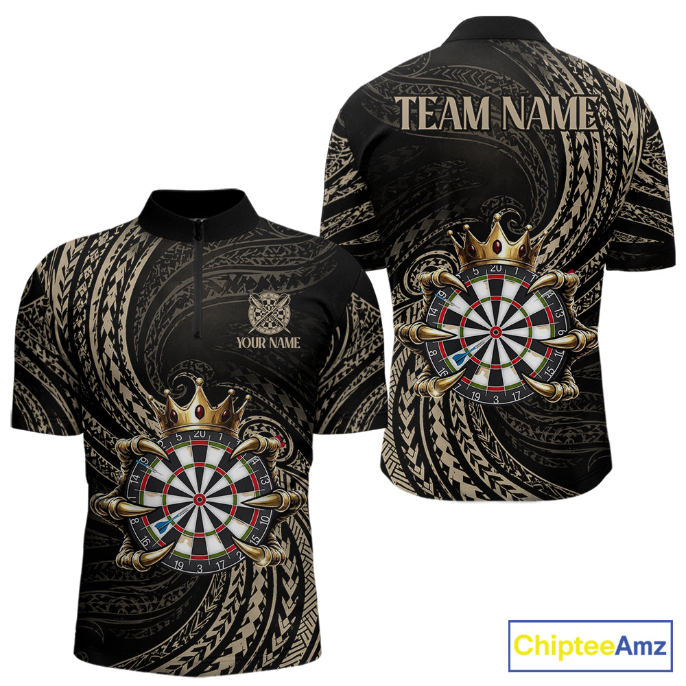Beige Tribal Skull Darts Shirts For Men Custom Skull Crown 8 Ball Darts Team Jersey NYN4611