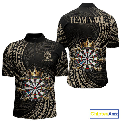 Beige Tribal Skull Darts Shirts For Men Custom Skull Crown 8 Ball Darts Team Jersey NYN4611