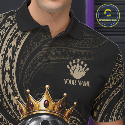 Beige Tribal Skull Bowling Ball Shirts For Men Custom Gold Crown Skull Bowling Team Jersey NYN4612