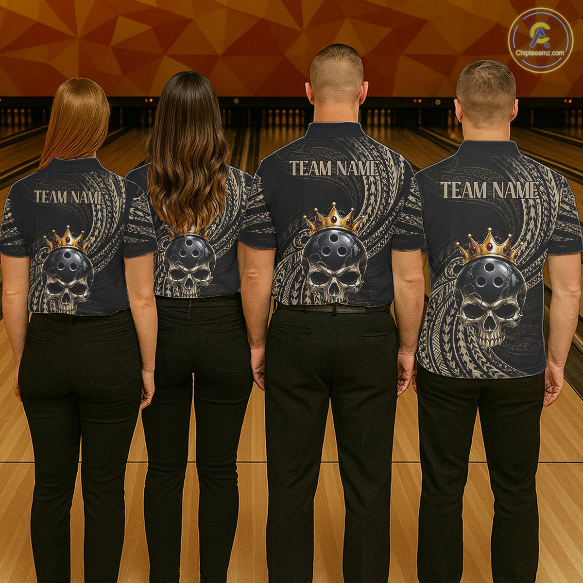 Beige Tribal Skull Bowling Ball Shirts For Women Custom Gold Crown Skull Bowling Team Jersey NYN4612