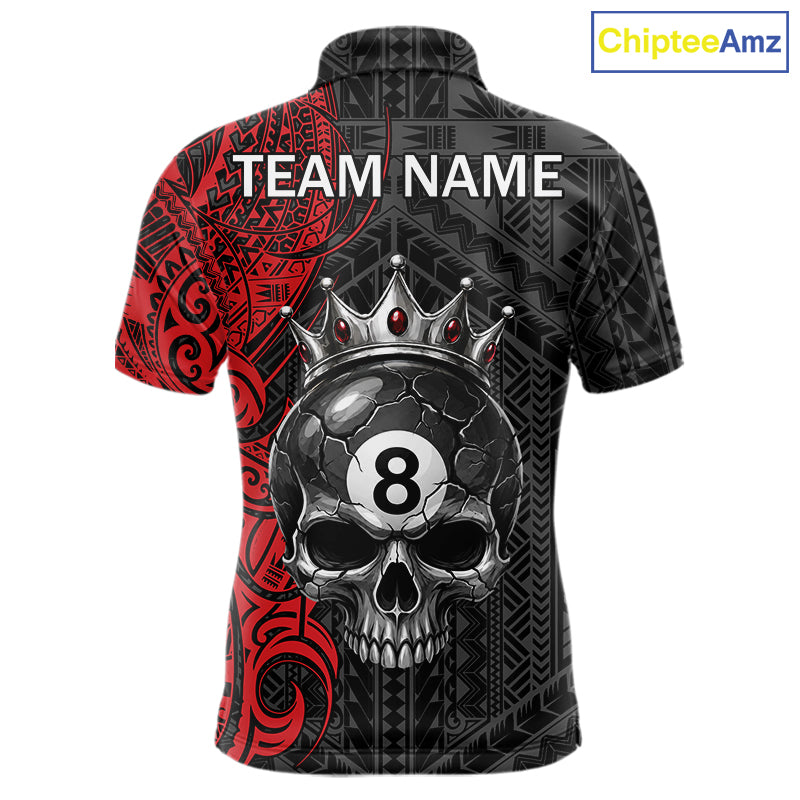 Black And Red Tribal Skull 8 Ball Pool Shirt For Men Custom Crown Skull Billiard Team Jersey NYN4614