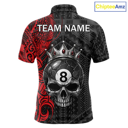 Black And Red Tribal Skull 8 Ball Pool Shirt For Men Custom Crown Skull Billiard Team Jersey NYN4614