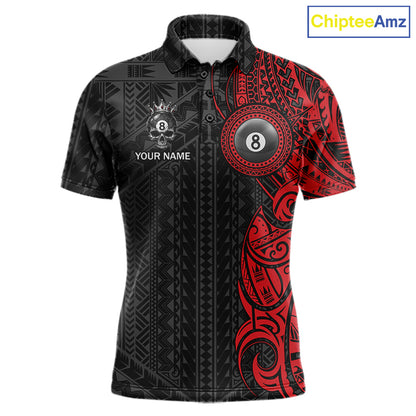 Black And Red Tribal Skull 8 Ball Pool Shirt For Men Custom Crown Skull Billiard Team Jersey NYN4614
