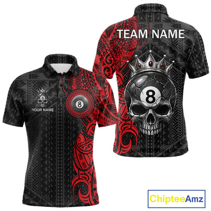 Black And Red Tribal Skull 8 Ball Pool Shirt For Men Custom Crown Skull Billiard Team Jersey NYN4614