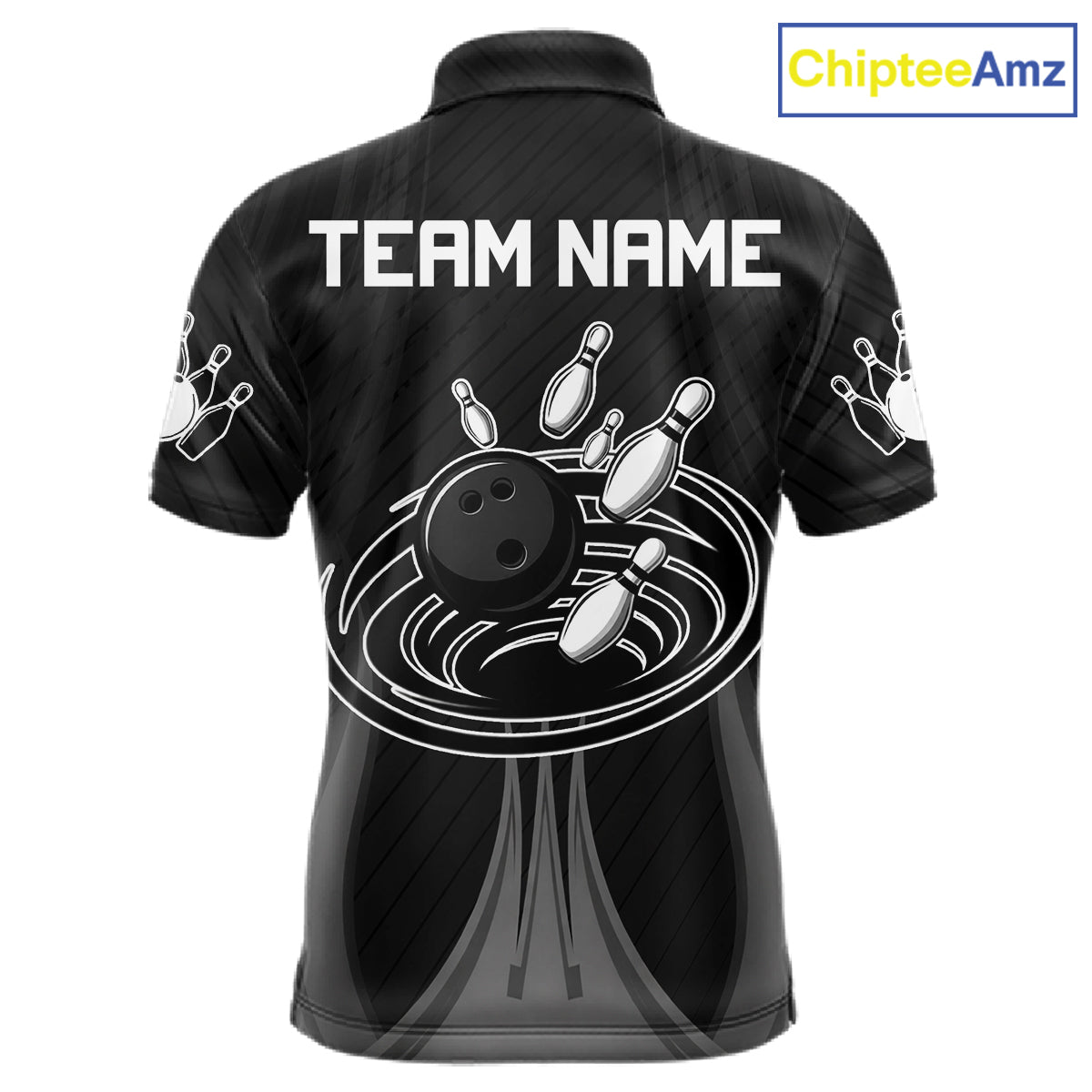 Black And White Bowling Polo & Quarter-Zip Shirt For Men Personalized Bowling Team Attire NYN4623