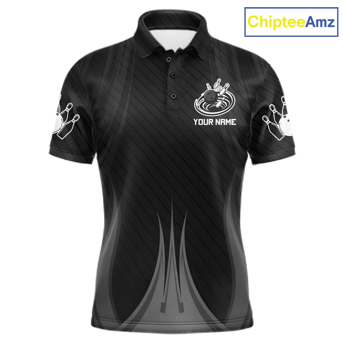 Black And White Bowling Polo & Quarter-Zip Shirt For Men Personalized Bowling Team Attire NYN4623