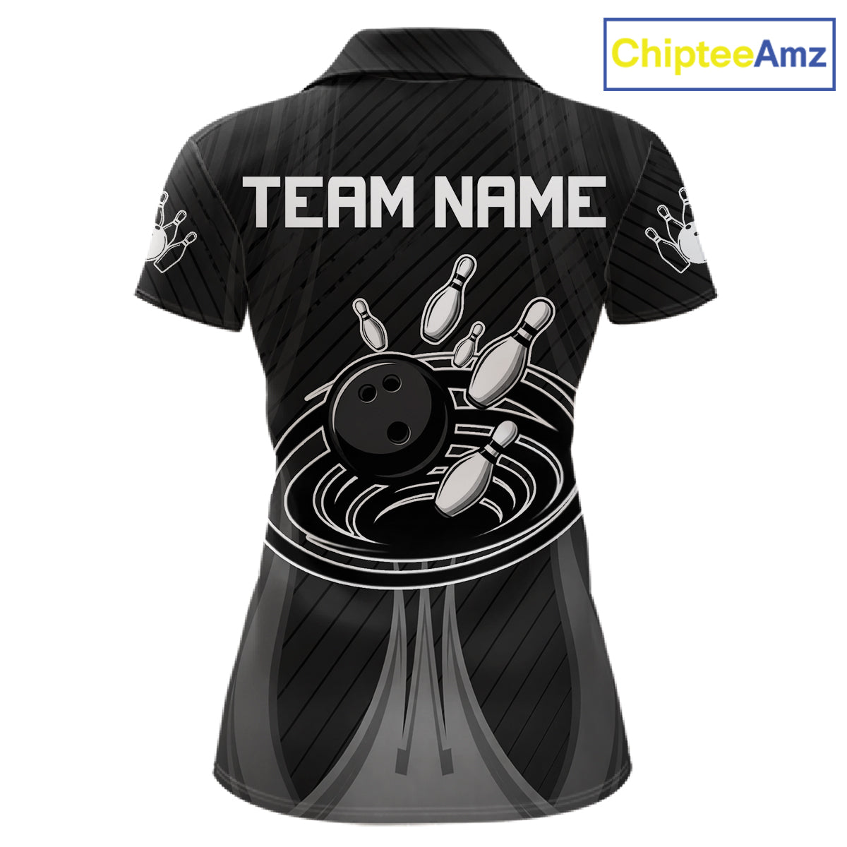 Black And White Bowling Polo & Quarter-Zip Shirt For Women Personalized Bowling Team Attire NYN4623