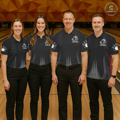 Black And White Bowling Polo & Quarter-Zip Shirt For Men Personalized Bowling Team Attire NYN4623
