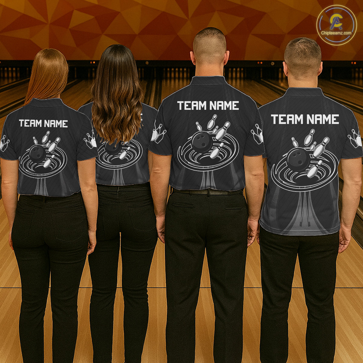 Black And White Bowling Polo & Quarter-Zip Shirt For Men Personalized Bowling Team Attire NYN4623