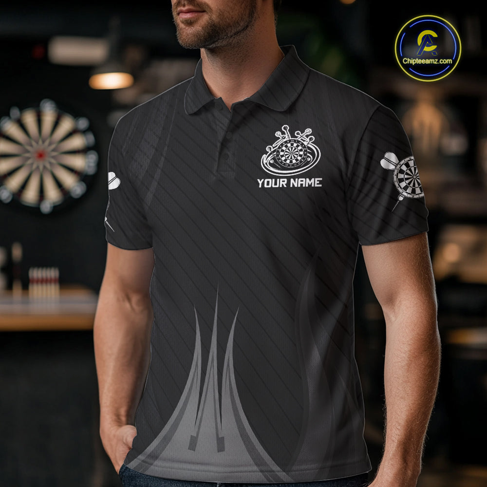 Black And White Darts Polo & 1/4-Zip Shirt For Men Personalized Darts Team Attire NYN4624