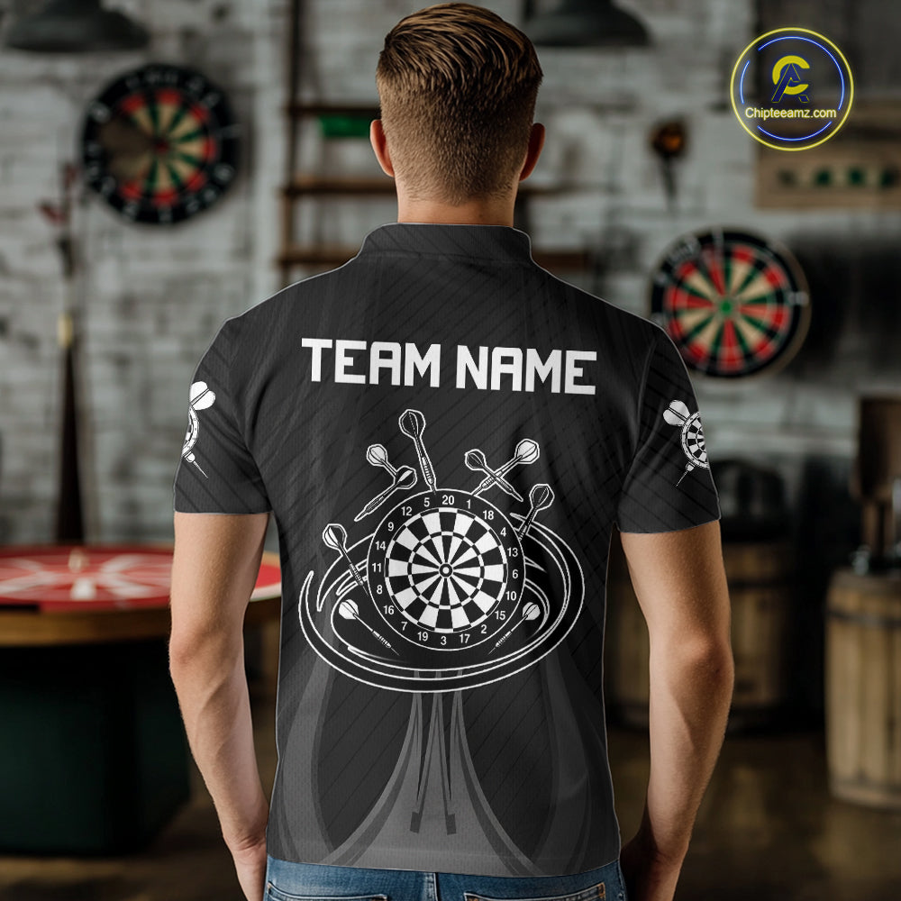 Black And White Darts Polo & 1/4-Zip Shirt For Men Personalized Darts Team Attire NYN4624