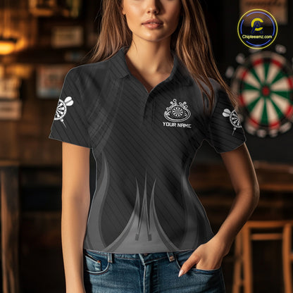 Black And White Darts Polo & 1/4-Zip Shirt For Women Personalized Darts Team Attire NYN4624