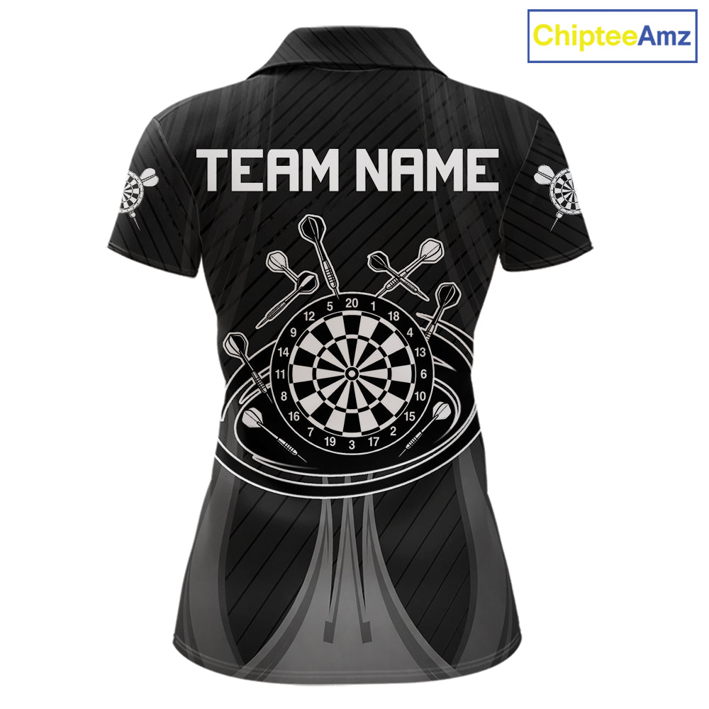 Black And White Darts Polo & 1/4-Zip Shirt For Women Personalized Darts Team Attire NYN4624
