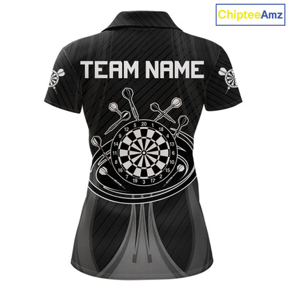 Black And White Darts Polo & 1/4-Zip Shirt For Women Personalized Darts Team Attire NYN4624