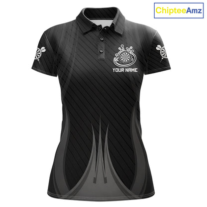 Black And White Darts Polo & 1/4-Zip Shirt For Women Personalized Darts Team Attire NYN4624