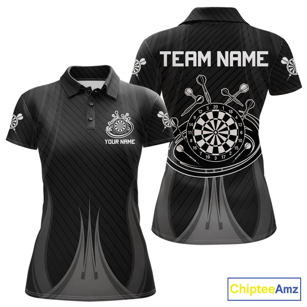 Black And White Darts Polo & 1/4-Zip Shirt For Women Personalized Darts Team Attire NYN4624