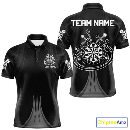 Black And White Darts Polo & 1/4-Zip Shirt For Men Personalized Darts Team Attire NYN4624