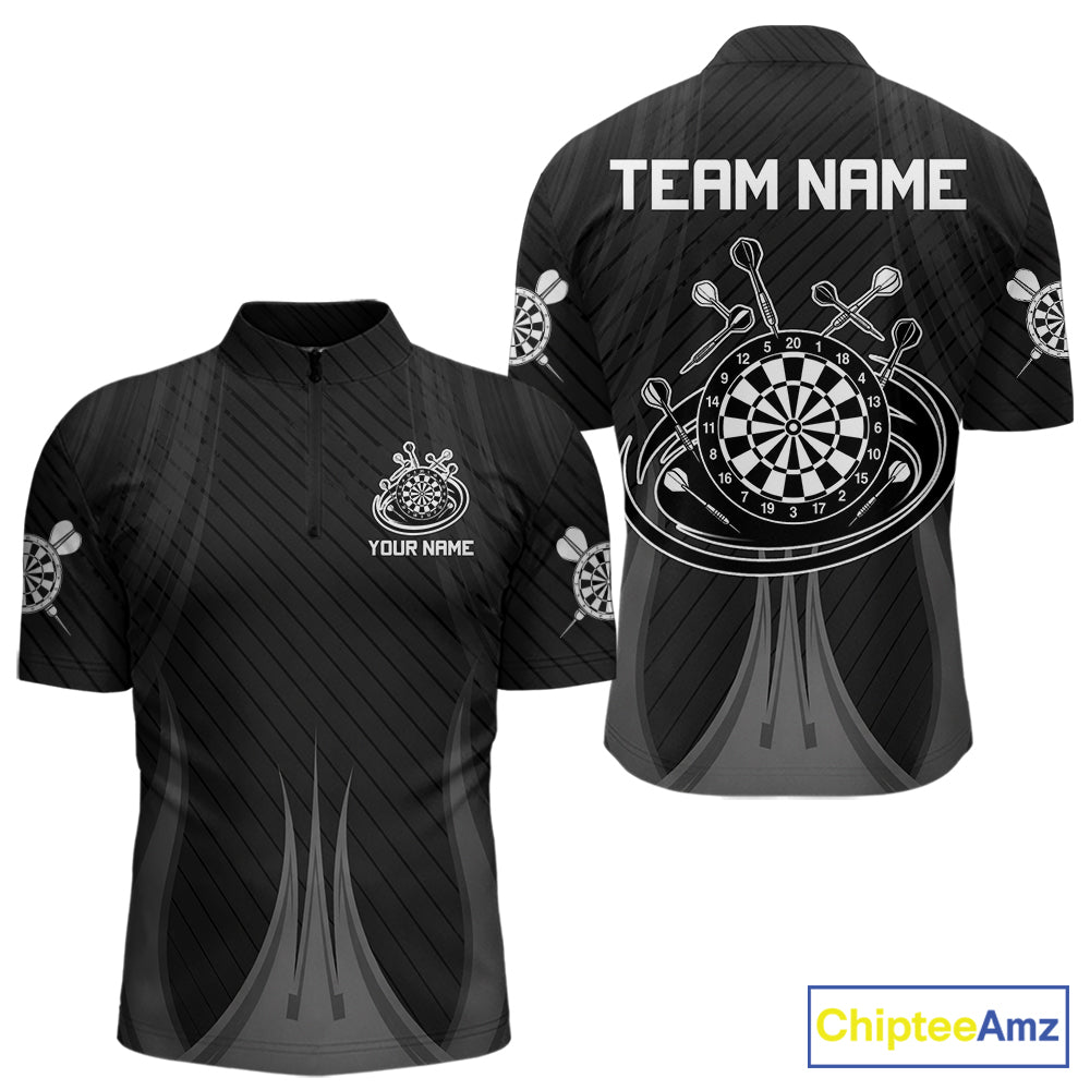Black And White Darts Polo & 1/4-Zip Shirt For Men Personalized Darts Team Attire NYN4624