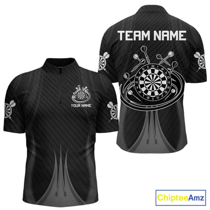 Black And White Darts Polo & 1/4-Zip Shirt For Men Personalized Darts Team Attire NYN4624