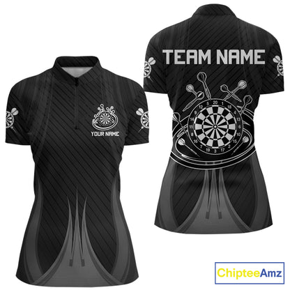 Black And White Darts Polo & 1/4-Zip Shirt For Women Personalized Darts Team Attire NYN4624