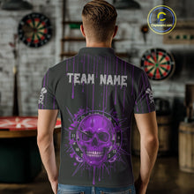 Load image into Gallery viewer, Custom Purple Dripping Horror Skull Dartboard Dart Men Polo Jerseys Dart Team Shirts NYN1757