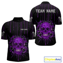 Load image into Gallery viewer, Custom Purple Dripping Horror Skull Dartboard Dart Men Quarter-Zip Jerseys Dart Team Shirts NYN1757